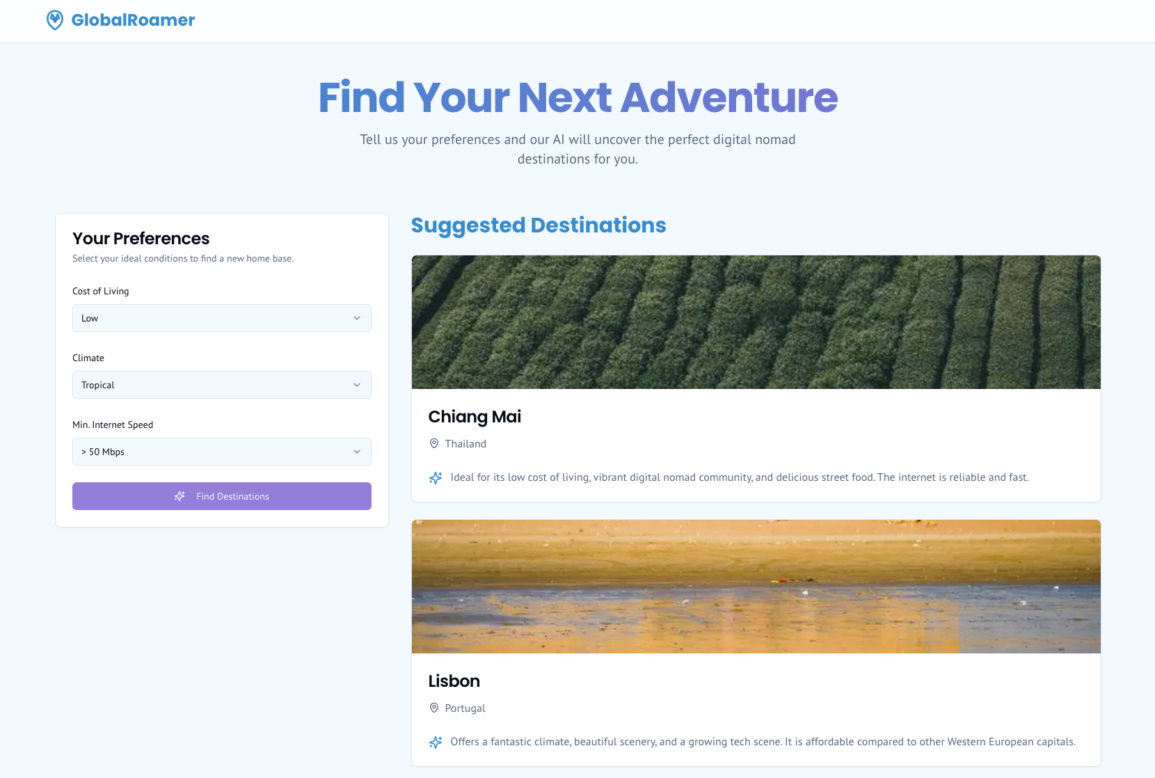 GlobalRoamer: AI-Powered Destination Guide